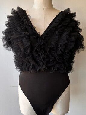 WoWo Ruffle Top Bodysuit 2X